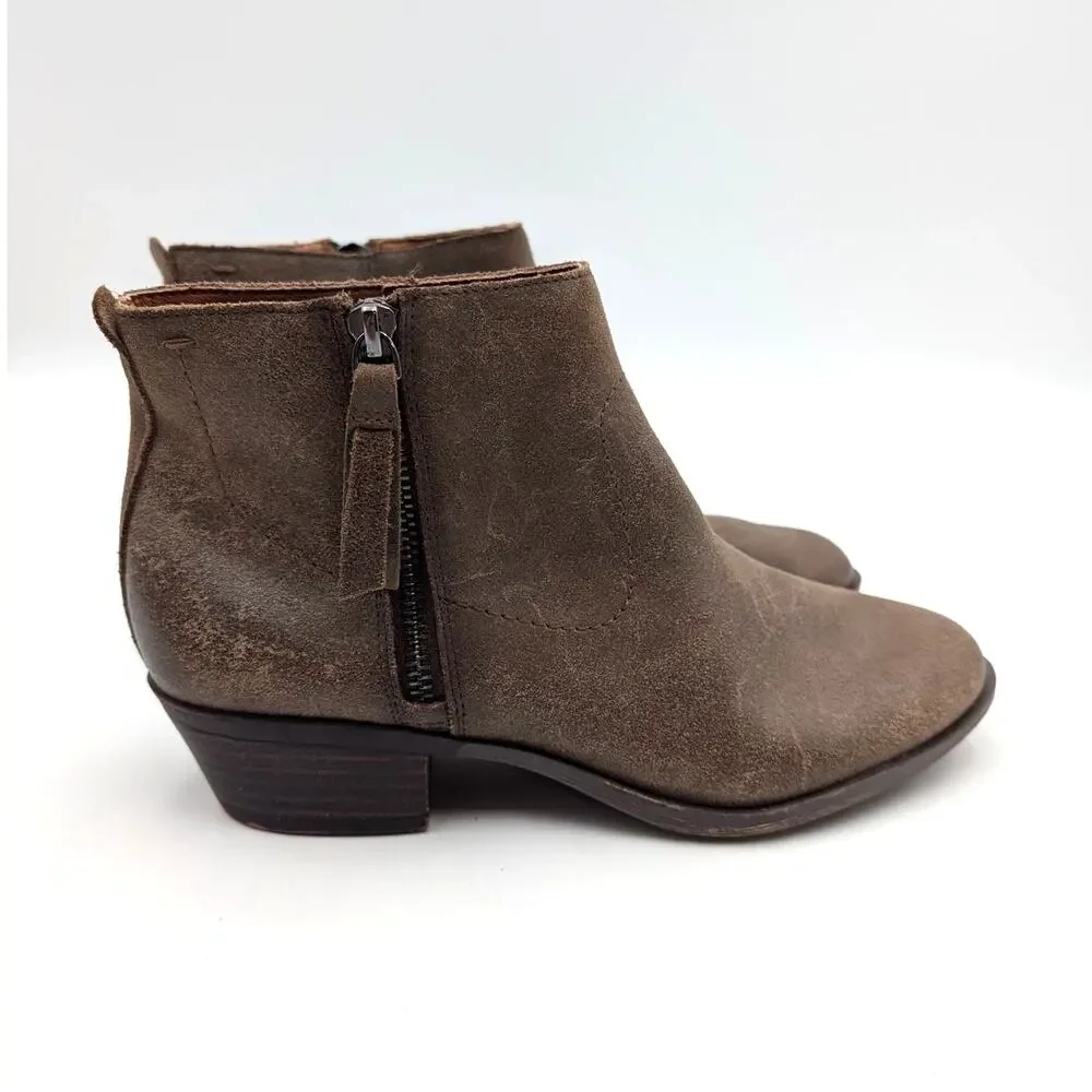 Lucky Brand Blandre Leather Ankle Booties Women's Brown Size US7M EU37.5